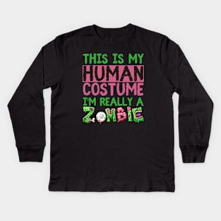 Zombie Human Halloween costume, Funny Halloween Costume Tee Design Kids Long Sleeve T-Shirt